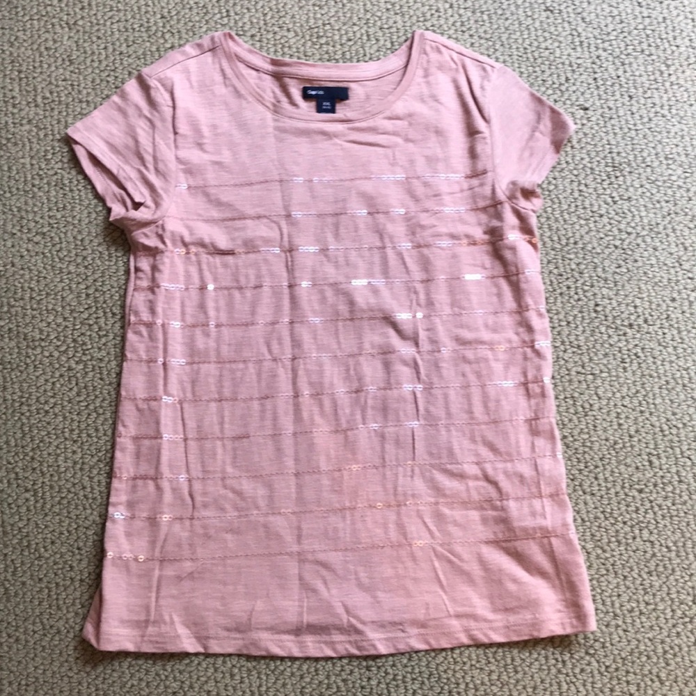 Pink Sequined striped t-shirt